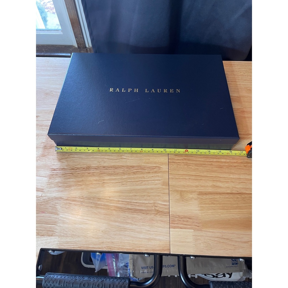 Ralph Lauren Navy Blue Gold Logo Large Gift Storage Box 17x11.5x2.5 Tissue Paper